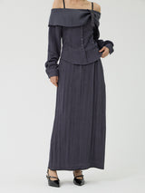 Scratch Low-Rise Long Skirt, Charcoal