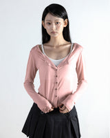 Metal Triclipse Slim Fit Tencel Sheer Cardigan Pink