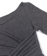 WRAP TIE BOATNECK TOP_Charcoal