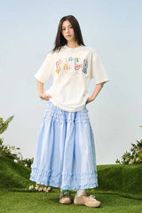 ヤーンフラワーグラフィックTシャツ