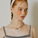 Aurora Ribbon Pearl Chain Toggle Surgical Necklace