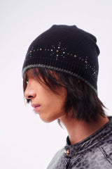 RIVET TOTEM WOOL-LIKE EDGE HEATHER BLEND BEANIE