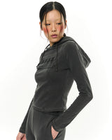 Patch Slim Hoodie _ Dark Grey