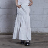 (DUC) Sideline Tiered Long Skirt White
