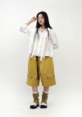 (UNISEX)Belt-Free Bermuda Pants