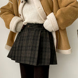 Upts Checkered Pleats Mini Skirt