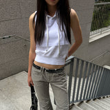 LAYERED HOODIE VEST_MESH WHITE