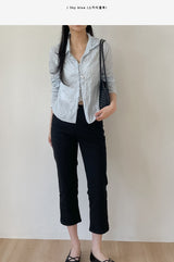 Shining Wrinkle Collar Blouse