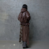 HIGH-GLOSS SCARF QUILTED JACKET