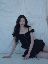 ROSÉ 2 Off-Shoulder Pintuck Lace Blouse