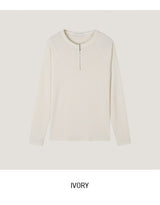 Phantom Zipper Rib Muscle Fit Henley Neck