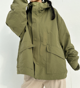 (UNISEX) ビッグフードクリンクルビッグポケットビッグフードフェルドジャンパー - 2 カラー