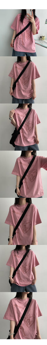 Binning Heart Round Short-Sleeved T-Shirt (3 colors) - H&L