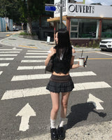 Check pleated skirt