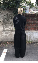 Wildflower Stitch Pants _ Black & Purple