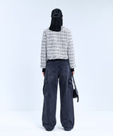 85-VIVAJ048 Multi-Color Crop Tweed Jacket Black