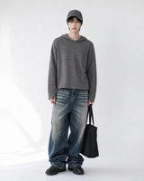 (UNISEX) マルチ ストライプ フード ロングスリーブ