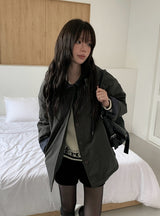 Rumber Check Color Matching Overfit Hood Padding Jumper