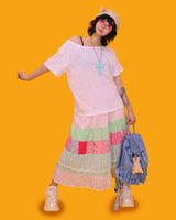 love<3 patchwork long skirt