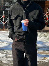 Two pocket high neck knit zip up(2color)