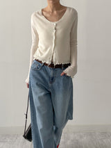 Frill V-Neck Sleeveless Cardigan