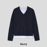 ベールレイヤードVネックニット
