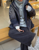 Kentally Stripe Collar Over Wool Knit