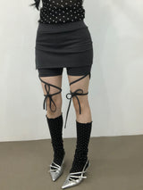 Ribbon Strap Skirt Pants