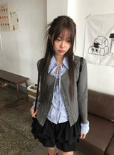 イブフェイクレイヤードラッフルシャツカーディガン