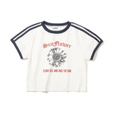 サンフラワークロップリンガーTシャツ_ホワイト