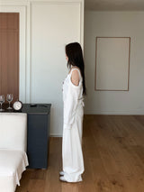 Fine X Strap Two-way Button Wide Long Pants