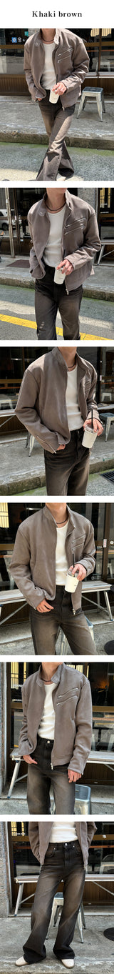 [F/W] ダブルジッパースエードジャケット(3color)