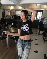 Cat gradation denim pants