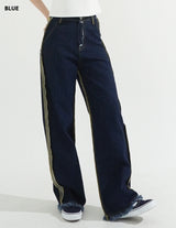 Double Side Seam Cutting Denim Pants