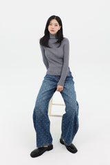 RIBBON-DYED CURVED FIT DENIM_BLUE code 26015