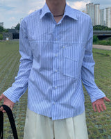 リベットクロップストライプシャツ