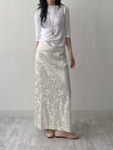 Jacquard Satin H-Line Long Skirt