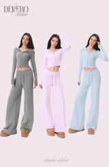 Cozy Knitwear Zip-up Training Set-up (TOP)
