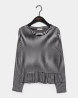ゲッティストライプフリルレイヤード長袖Tシャツ