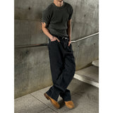 [Unisex] Handling stitch wide denim pants(3color)