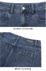 Fringe Washing Wide Denim Pants