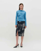 Embroidered Graphic Jersey Skirt _ BLACK