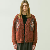 CHIMAYO PATTERN BRUSHED CARDIGAN BRICK
