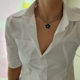 ブラックフラワーネックレス/black flower nacklace