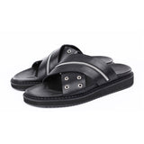 DAVID STONE ジッパー X リング レザー クロス サンダル / DAVID STONE ZIPPER X RING LEATHER CROSS SANDALS