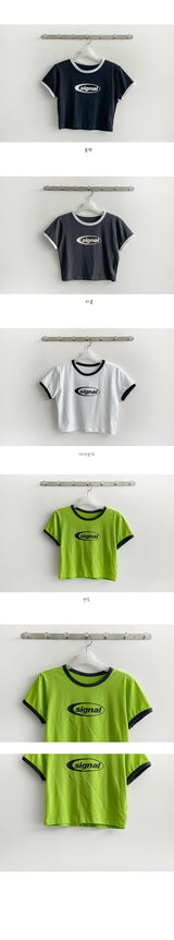Signal color crop short-sleeved shirt