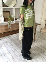 オフラインレタリングセミクロップ半袖Tシャツ