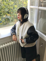 Blando fleece varsity jacket