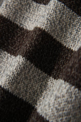 ストライプカラーカーディガンシャツ/Striped collar cardigan shirt C7 Oatmeal&Brown