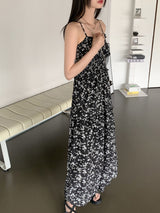 フラワースリット ロング ノースリーブ ワンピース/ Sofie Smoking Flower Slit Long Sleeveless Dress